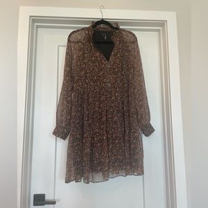 1. State Floral Babydoll Short Floral Dress Long Sleeve Size XL